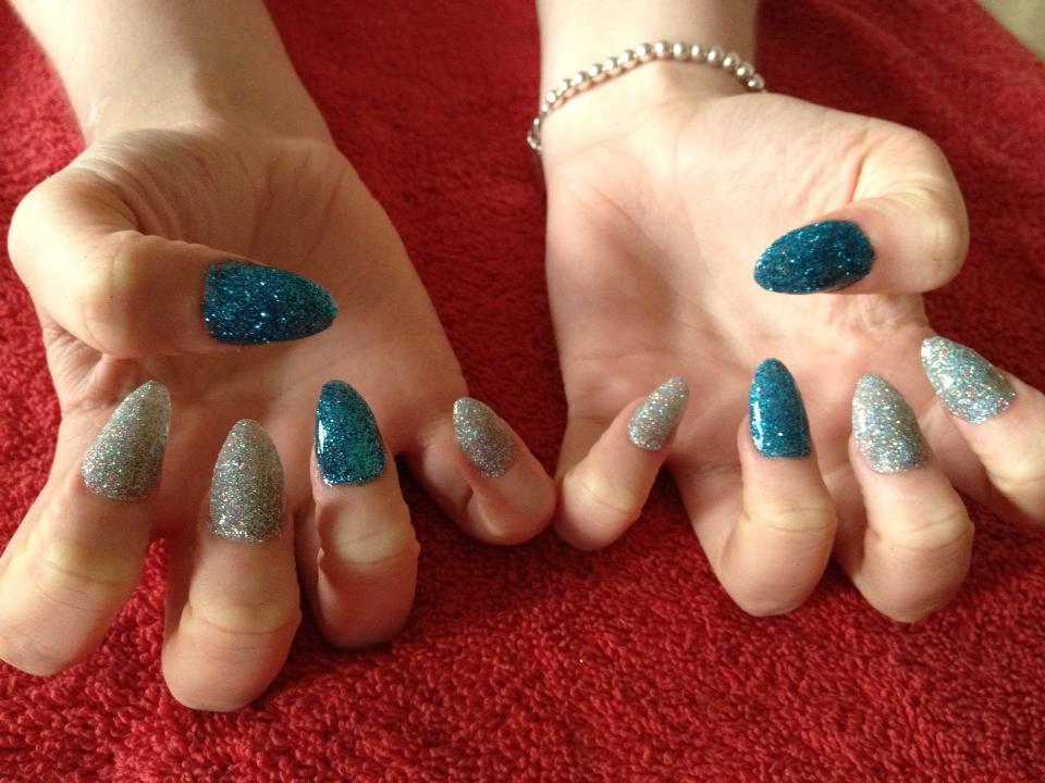 Acrylic nails with gelish rockstar layers